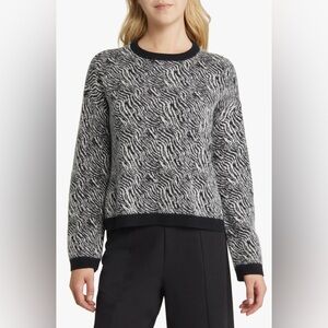 Nordstrom Black and White Patterned Sweater Cotton and Wool Blend Women’s Small